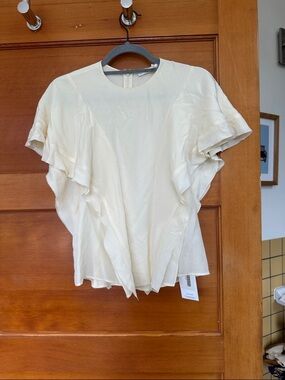 Chloe Ivory Ruffle Sleeve Silk Blouse